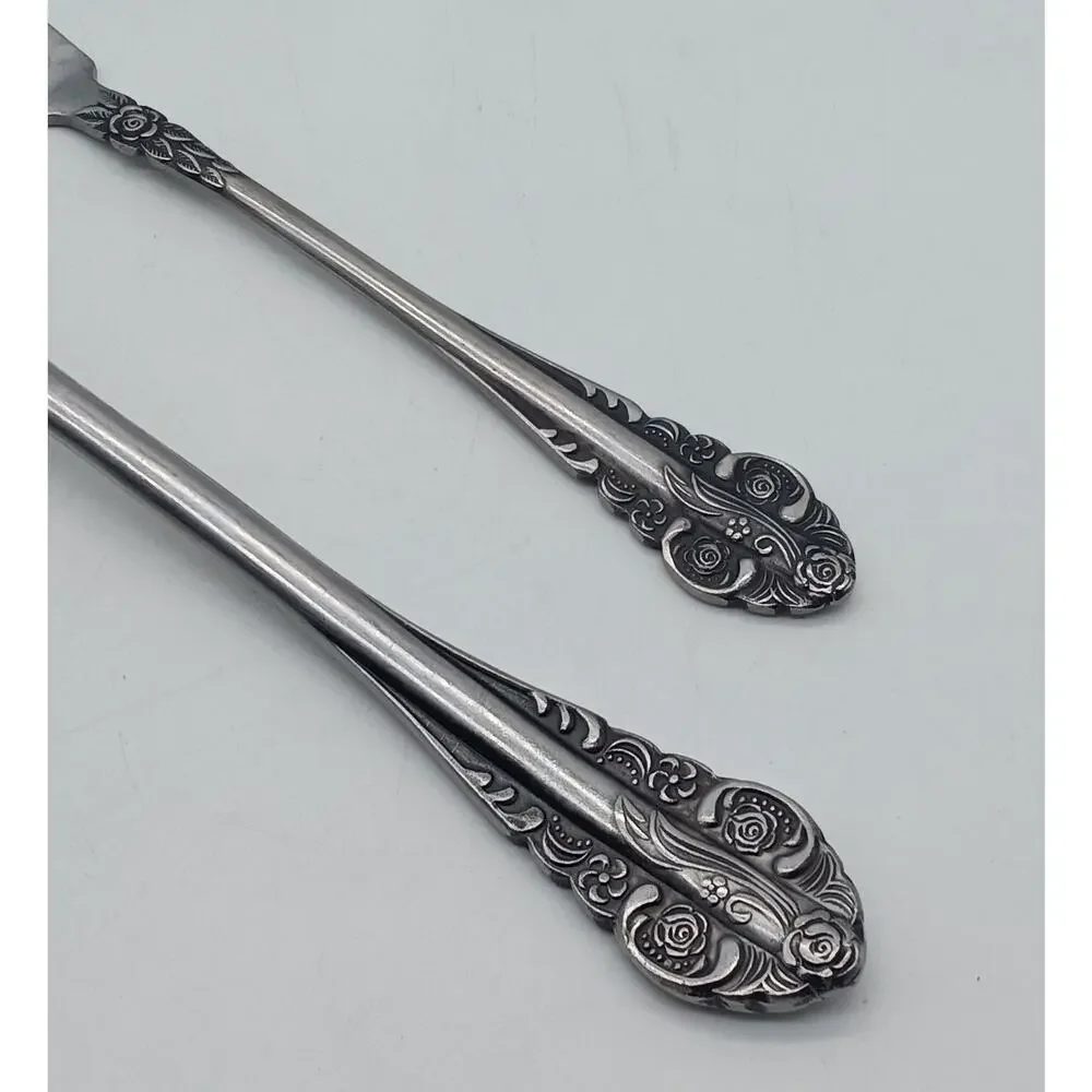 Vtg Stanley Roberts Cold Meat Serving Fork Master Butter Knife SRB10 Roses MCM